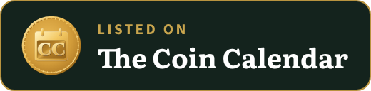 Listed on The Coin Calendar badge, dark
